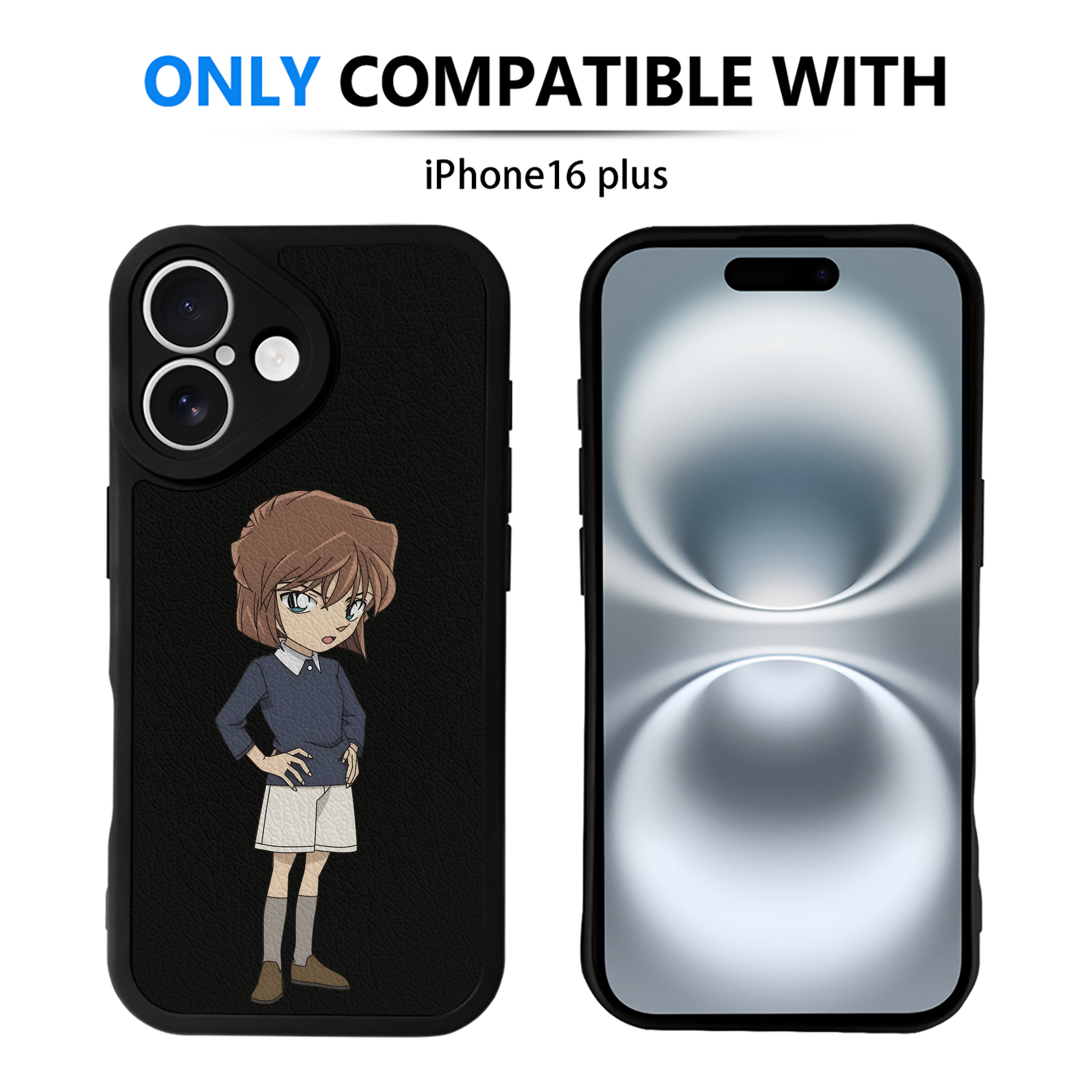 （画像用） 名探偵コナン 灰原 哀 はいばら あい Detective Conan Anita Hailey、Vi Graythorn Haibara Ai 【iPhone 16シリーズ対応】シリコンスマホケース（レザー調） 材質：シリコン